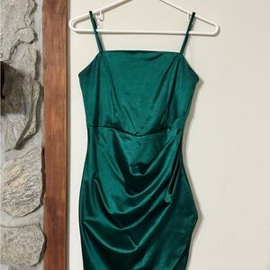 Elegant Green Satin Dress